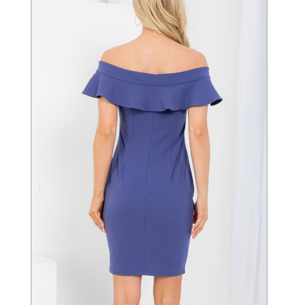 Off Shoulder Ruffle Bodycon Dress - Picture 4 of 6